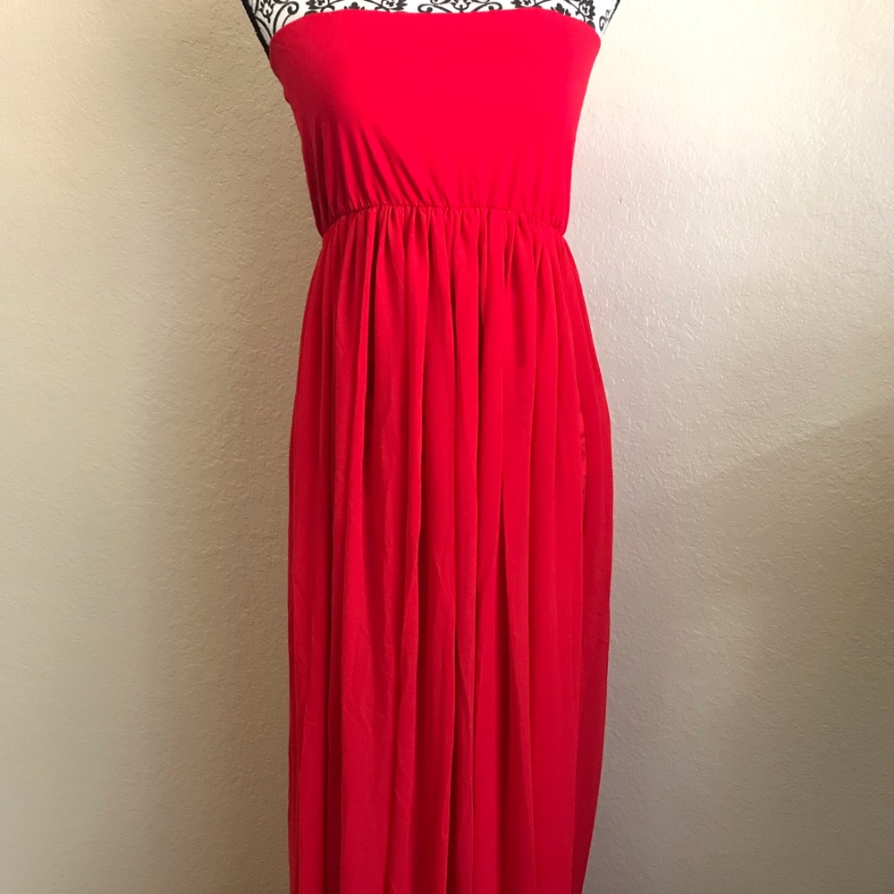 🔥15% off🔥 Red Maxi Maternity Dress